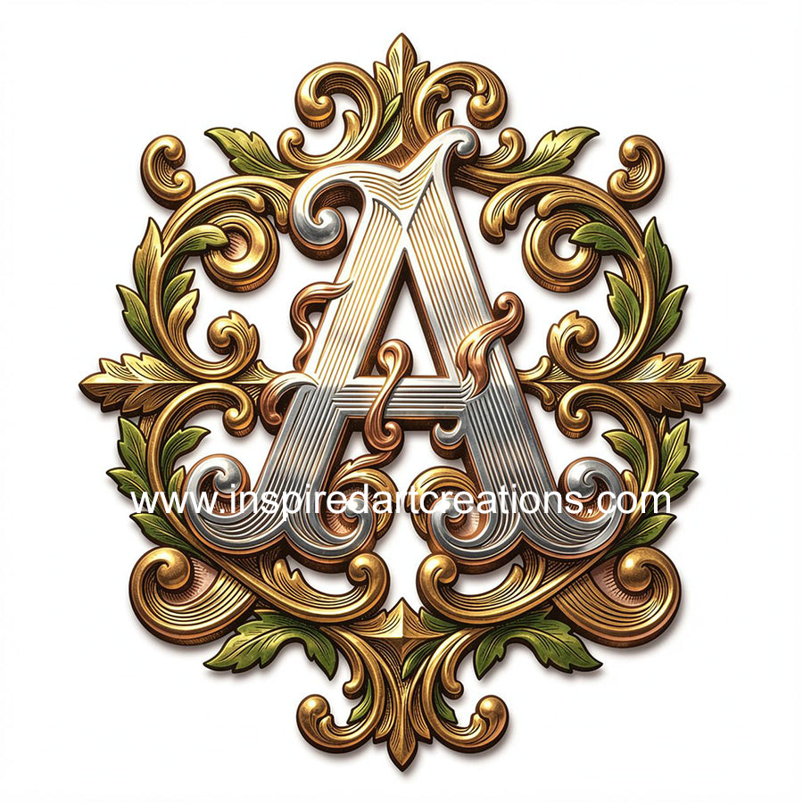 Elegant Letter A Heritage Monogram Vinyl Sticker | InspiredArtCreations