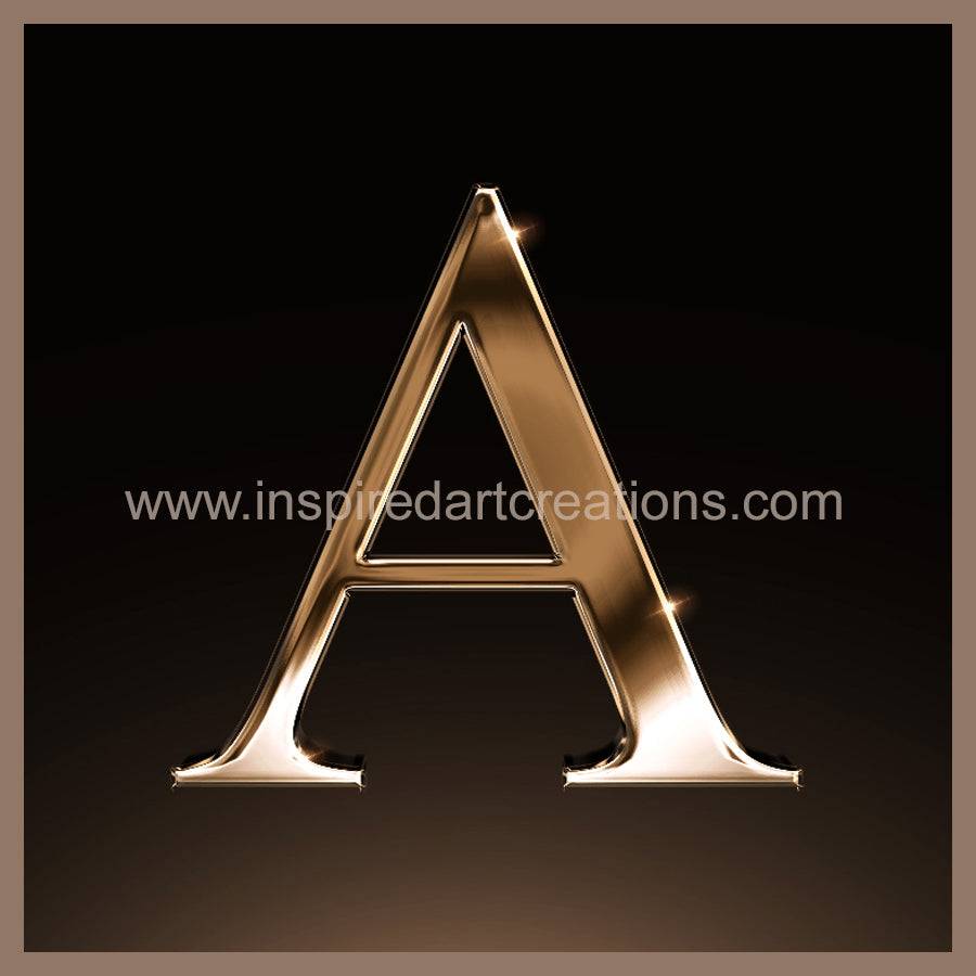 Letter A Signature Gold Monogram Vinyl Sticker | InspiredArtCreations