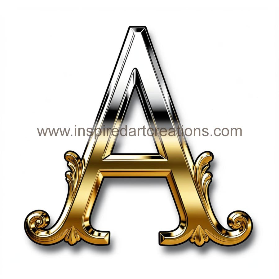 Elegant Letter A Gold & Silver Monogram Vinyl Sticker | InspiredArtCreations