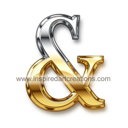 Elegant Ampersand Gold & Silver Monogram Vinyl Sticker | InspiredArtCreations