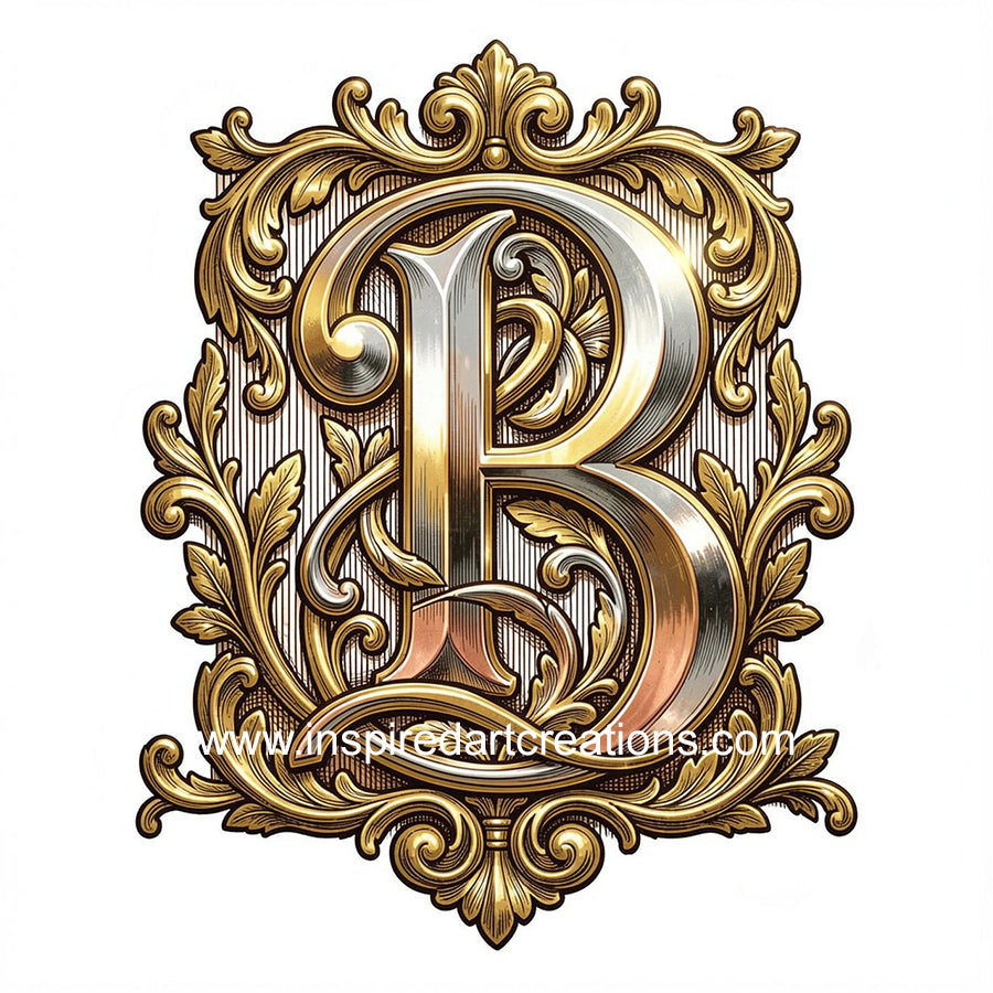 Elegant Letter B Heritage Monogram Vinyl Sticker | InspiredArtCreations