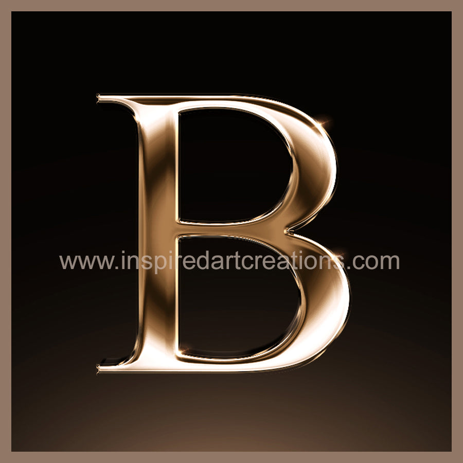 Letter B Signature Gold Monogram Vinyl Sticker | InspiredArtCreations