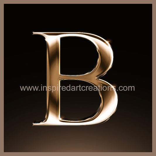 Letter B Signature Gold Monogram Vinyl Sticker | InspiredArtCreations