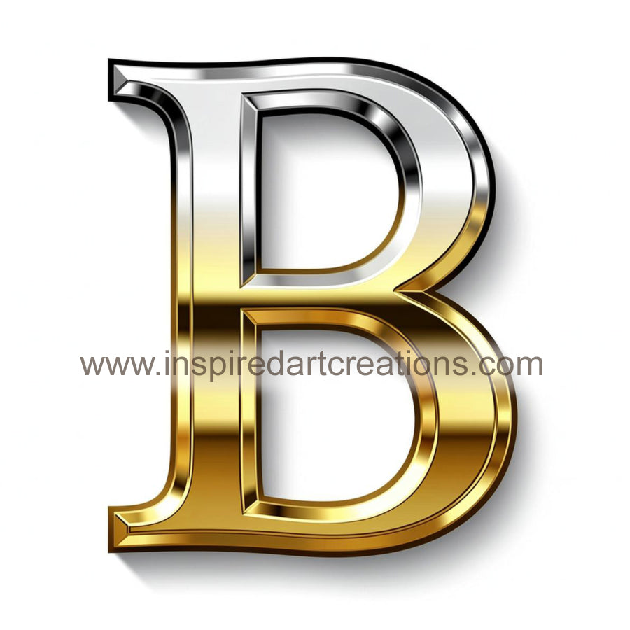 Elegant Letter B Gold & Silver Monogram Vinyl Sticker | InspiredArtCreations