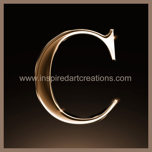 Letter C Signature Gold Monogram Vinyl Sticker | InspiredArtCreations