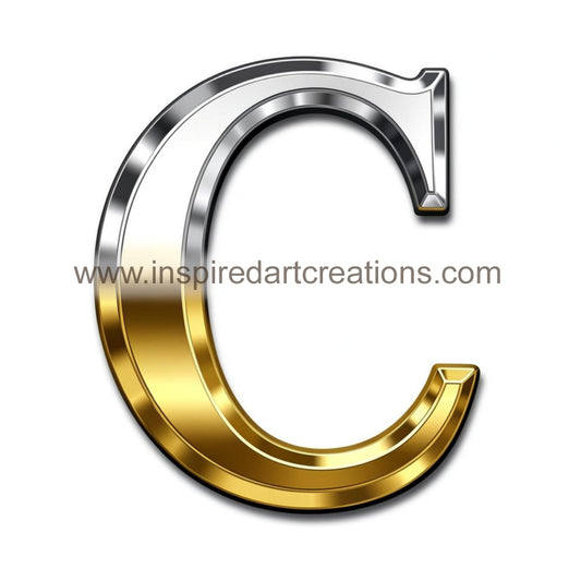 Elegant Letter C Gold & Silver Monogram Vinyl Sticker | InspiredArtCreations