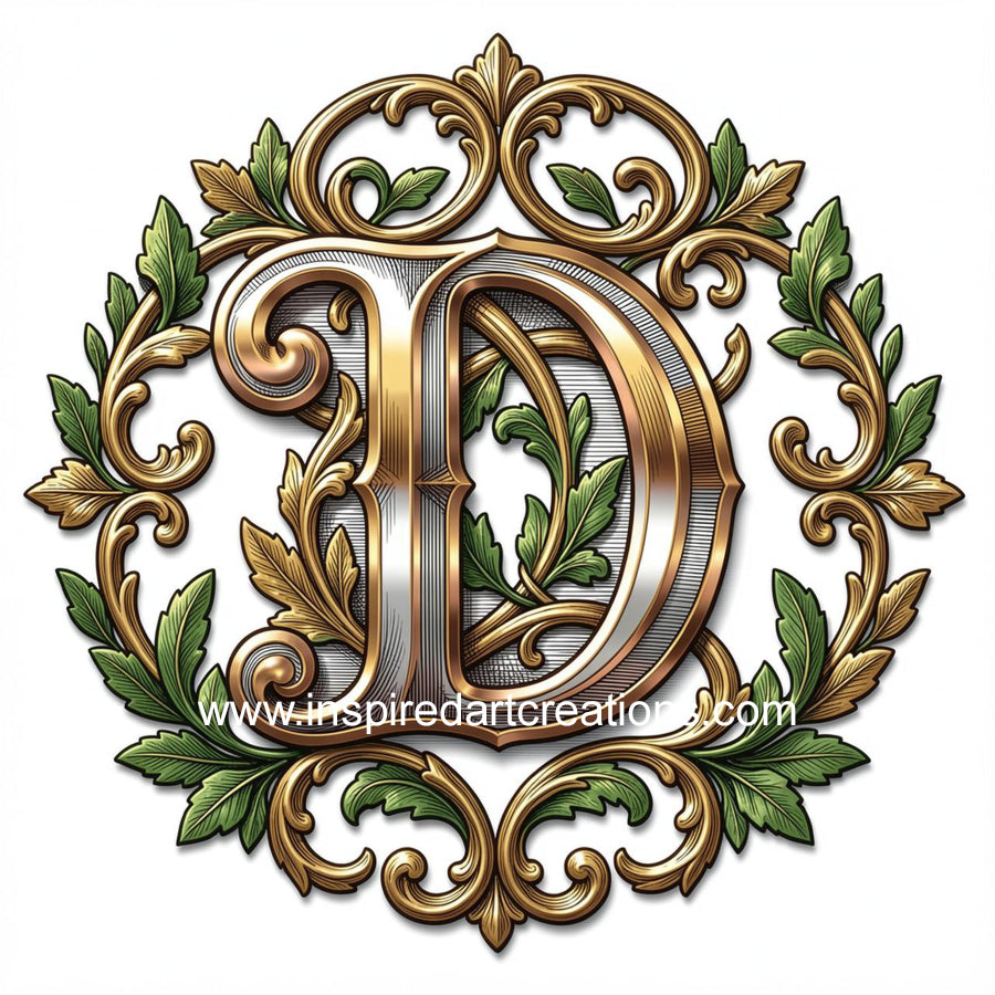 Elegant Letter D Heritage Monogram Vinyl Sticker | InspiredArtCreations