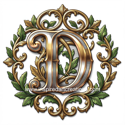 Elegant Letter D Heritage Monogram Vinyl Sticker | InspiredArtCreations