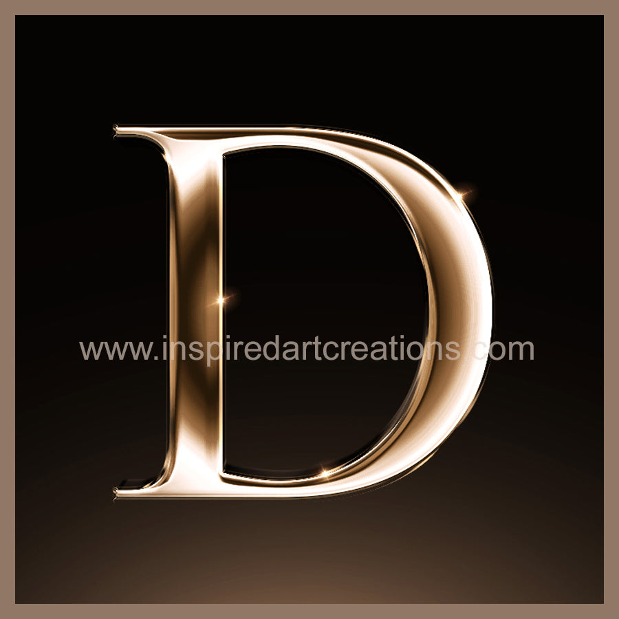 Letter D Signature Gold Monogram Vinyl Sticker | InspiredArtCreations