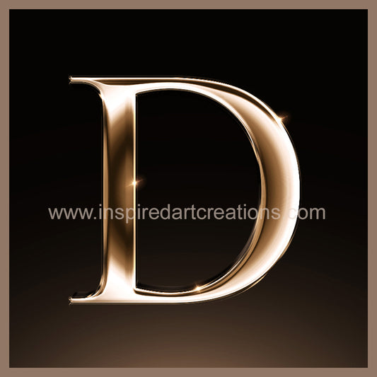 Letter D Signature Gold Monogram Vinyl Sticker | InspiredArtCreations