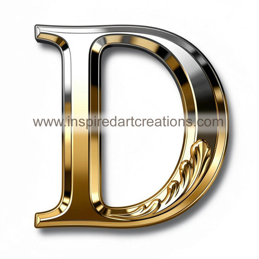 Elegant Letter D Gold & Silver Monogram Vinyl Sticker | InspiredArtCreations