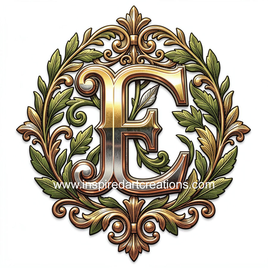 Elegant Letter E Heritage Monogram Vinyl Sticker | InspiredArtCreations