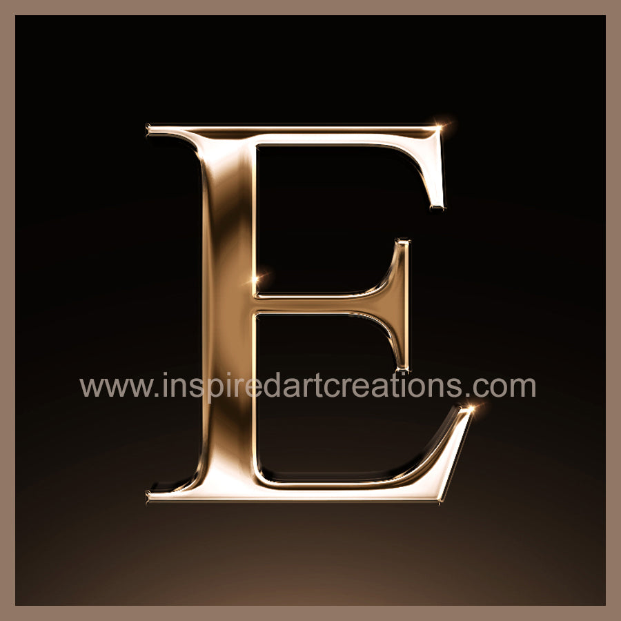 Letter E Signature Gold Monogram Vinyl Sticker | InspiredArtCreations