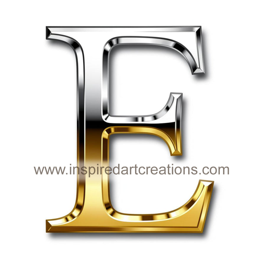 Elegant Letter E Gold & Silver Monogram Vinyl Sticker | InspiredArtCreations