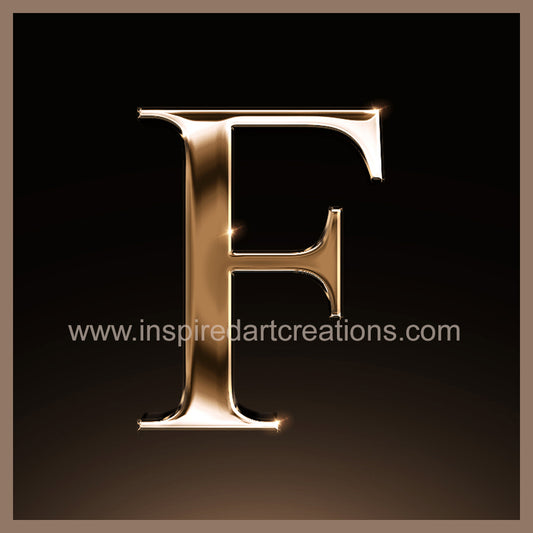 Letter F Signature Gold Monogram Vinyl Sticker | InspiredArtCreations