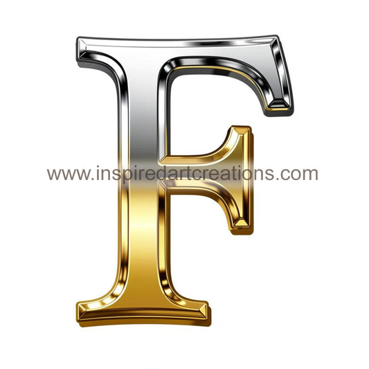 Elegant Letter F Gold & Silver Monogram Vinyl Sticker | InspiredArtCreations