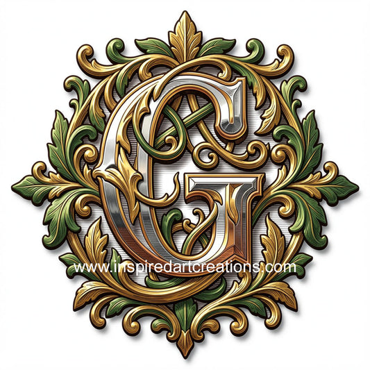 Elegant Letter G Heritage Monogram Vinyl Sticker | InspiredArtCreations