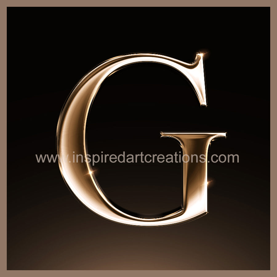 Letter G Signature Gold Monogram Vinyl Sticker | InspiredArtCreations
