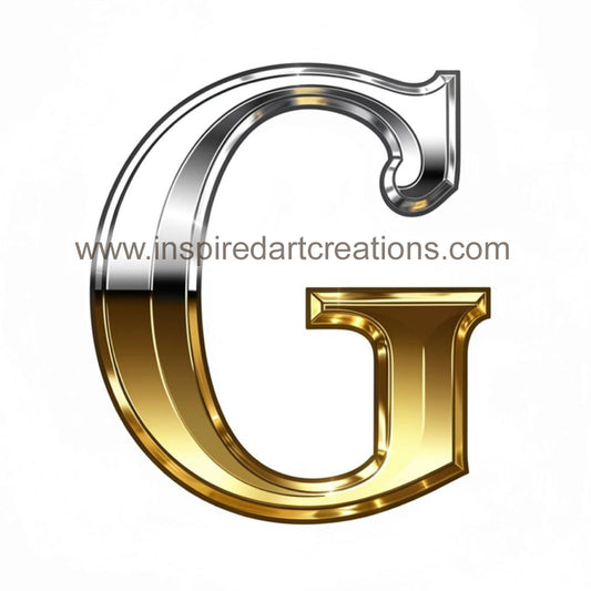 Elegant Letter G Gold & Silver Monogram Vinyl Sticker | InspiredArtCreations