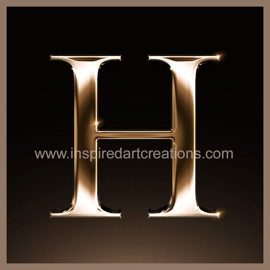Letter H Signature Gold Monogram Vinyl Sticker | InspiredArtCreations
