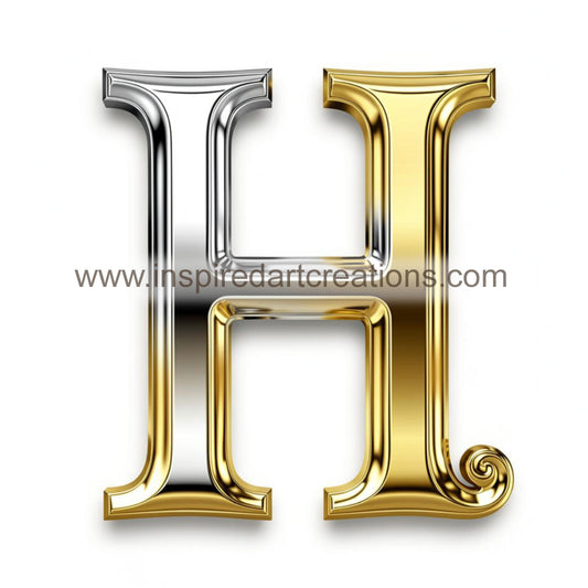 Elegant Letter H Gold & Silver Monogram Vinyl Sticker | InspiredArtCreations