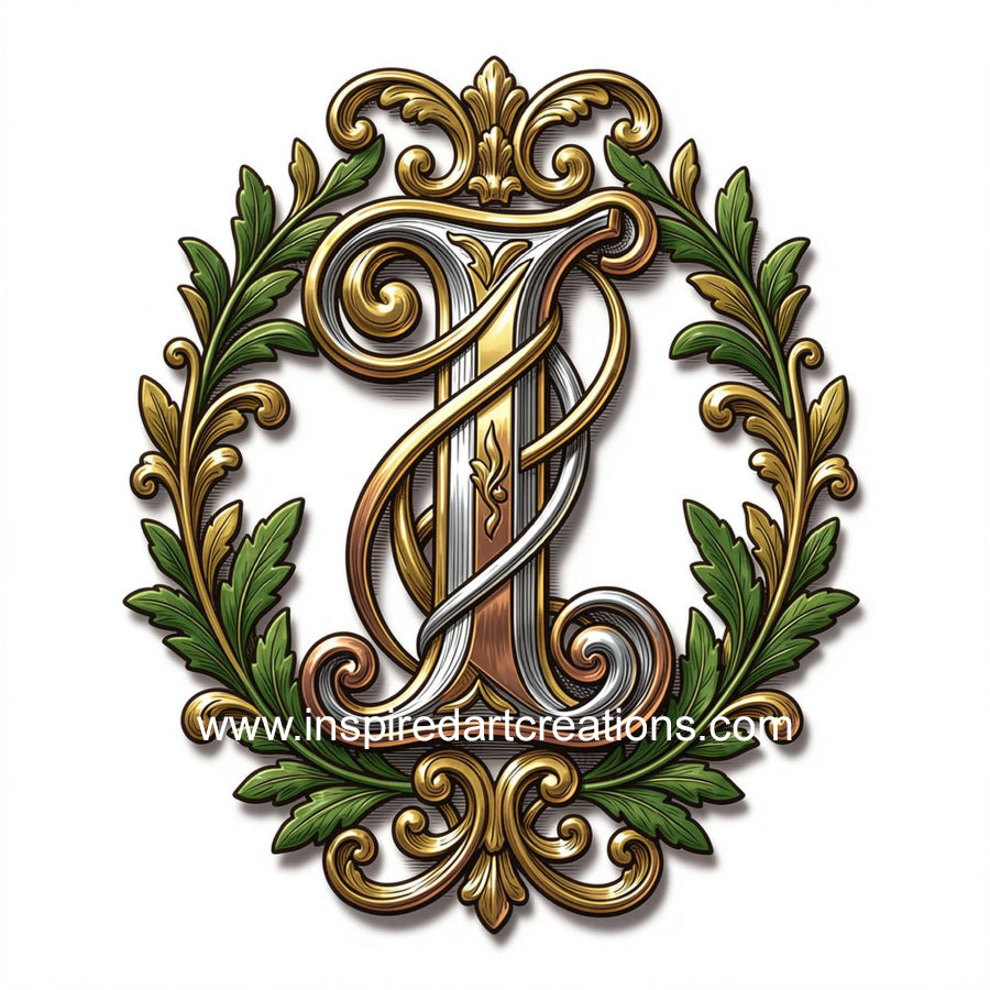 Elegant Letter I Heritage Monogram Vinyl Sticker | InspiredArtCreations