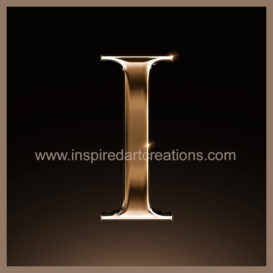Letter I Signature Gold Monogram Vinyl Sticker | InspiredArtCreations