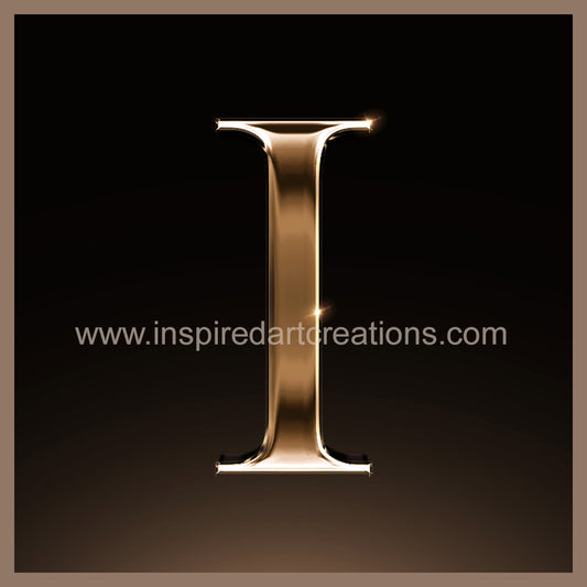 Letter I Signature Gold Monogram Vinyl Sticker | InspiredArtCreations