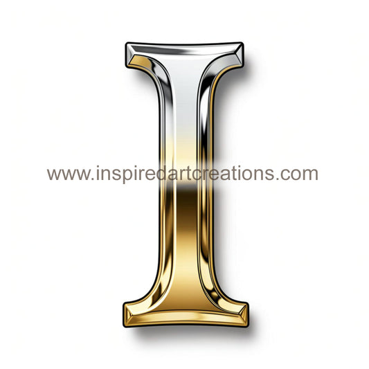 Elegant Letter I Gold & Silver Monogram Vinyl Sticker | InspiredArtCreations