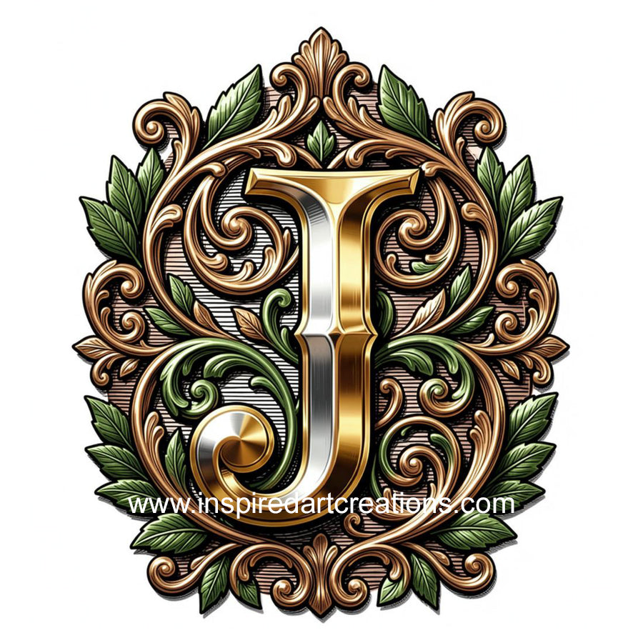 Elegant Letter J Heritage Monogram Vinyl Sticker | InspiredArtCreations
