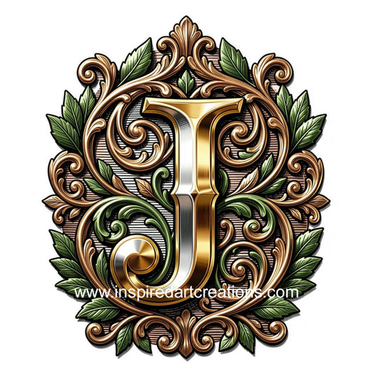 Elegant Letter J Heritage Monogram Vinyl Sticker | InspiredArtCreations