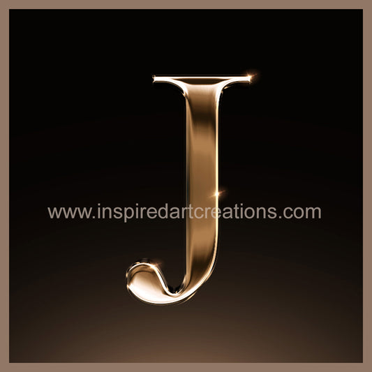 Letter J Signature Gold Monogram Vinyl Sticker | InspiredArtCreations