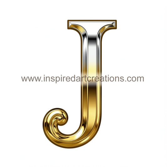 Elegant Letter J Gold & Silver Monogram Vinyl Sticker | InspiredArtCreations
