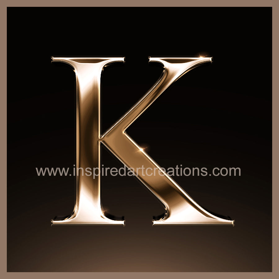 Letter K Signature Gold Monogram Vinyl Sticker | InspiredArtCreations