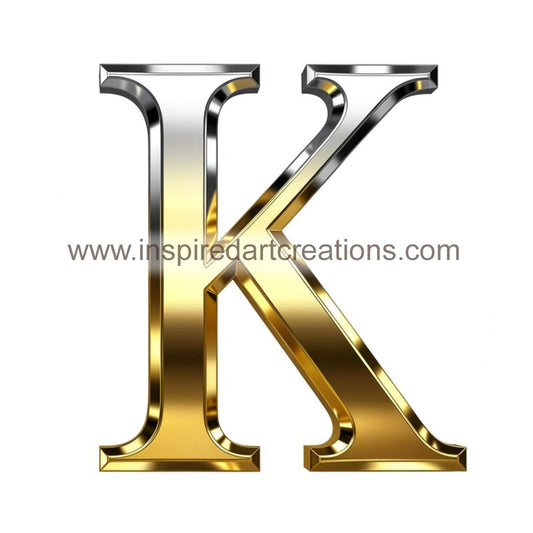 Elegant Letter K Gold & Silver Monogram Vinyl Sticker | InspiredArtCreations