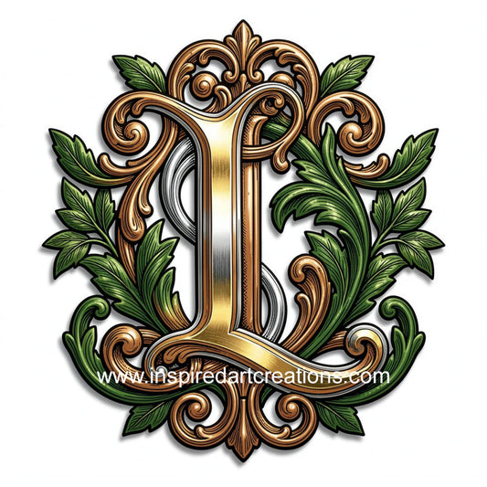 Elegant Letter L Heritage Monogram Vinyl Sticker | InspiredArtCreations