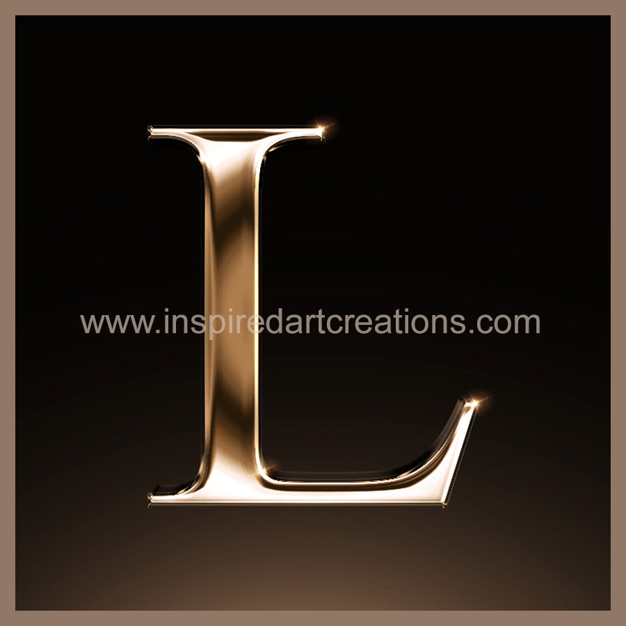Letter L Signature Gold Monogram Vinyl Sticker | InspiredArtCreations
