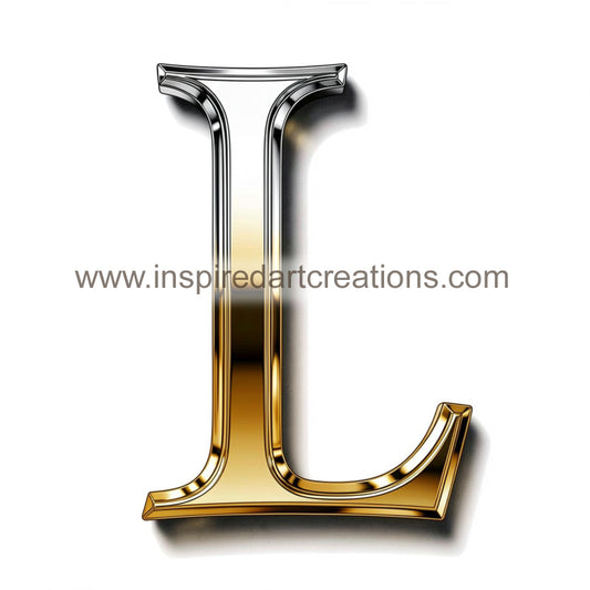 Elegant Letter L Gold & Silver Monogram Vinyl Sticker | InspiredArtCreations