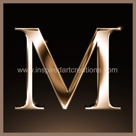 Letter M Signature Gold Monogram Vinyl Sticker | InspiredArtCreations