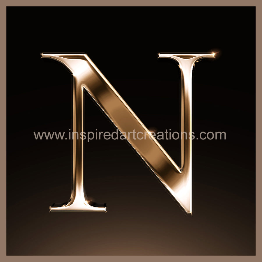 Letter N Signature Gold Monogram Vinyl Sticker | InspiredArtCreations