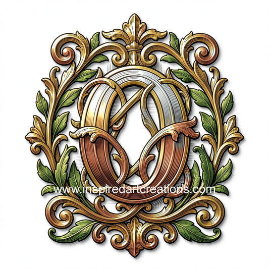 Elegant Letter O Heritage Monogram Vinyl Sticker | InspiredArtCreations