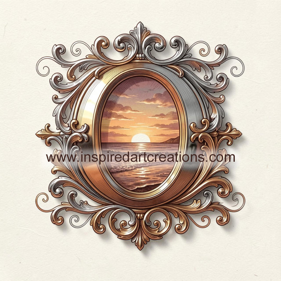 Elegant Letter O Sunset Monogram Vinyl Sticker | InspiredArtCreations