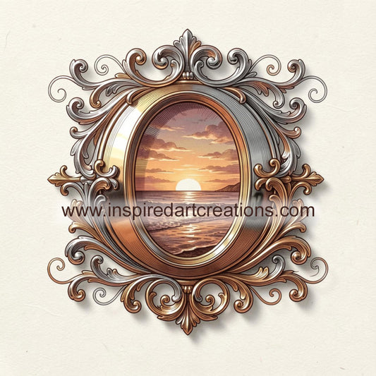 Elegant Letter O Sunset Monogram Vinyl Sticker | InspiredArtCreations