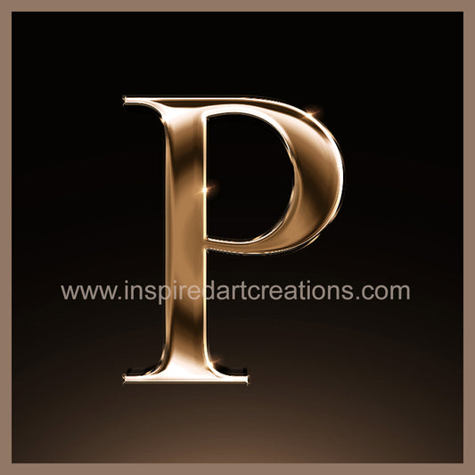 Letter P Signature Gold Monogram Vinyl Sticker | InspiredArtCreations
