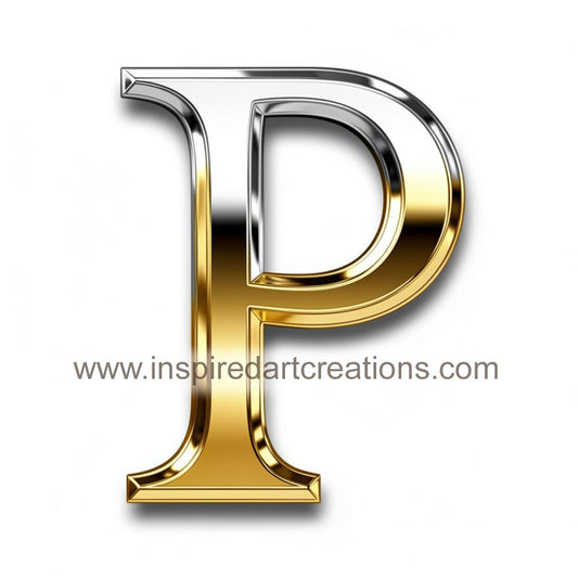 Elegant Letter P Gold & Silver Monogram Vinyl Sticker | InspiredArtCreations