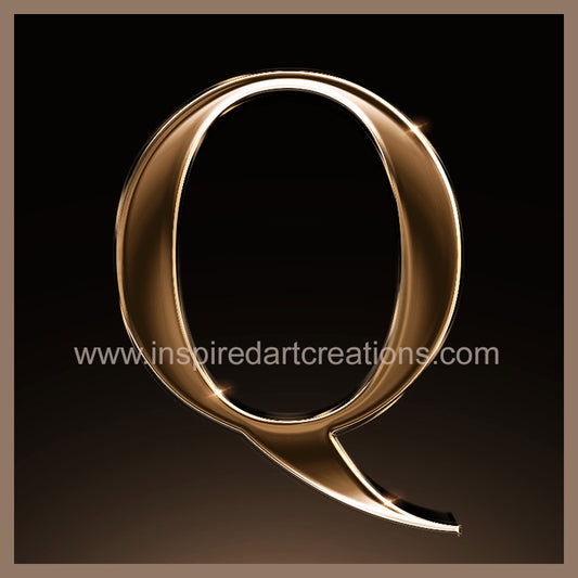 Letter Q Signature Gold Monogram Vinyl Sticker | InspiredArtCreations