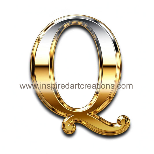 Elegant Letter Q Gold & Silver Monogram Vinyl Sticker | InspiredArtCreations