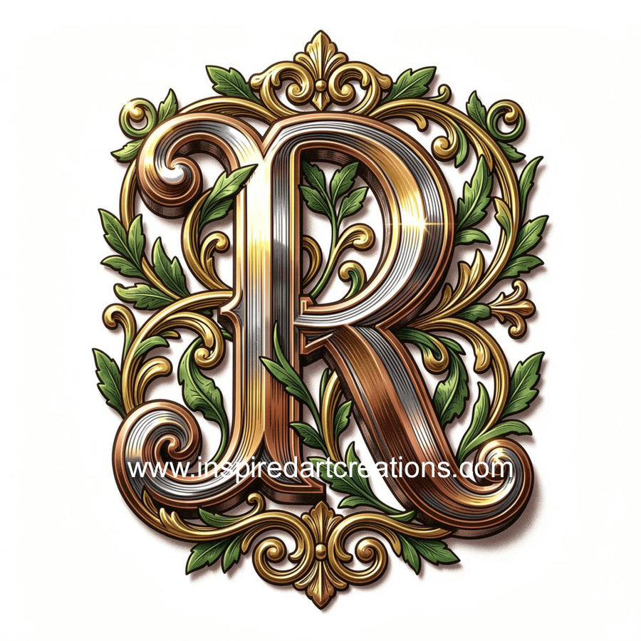 Elegant Letter R Heritage Monogram Vinyl Sticker | InspiredArtCreations