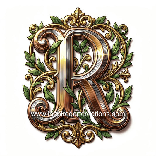 Elegant Letter R Heritage Monogram Vinyl Sticker | InspiredArtCreations