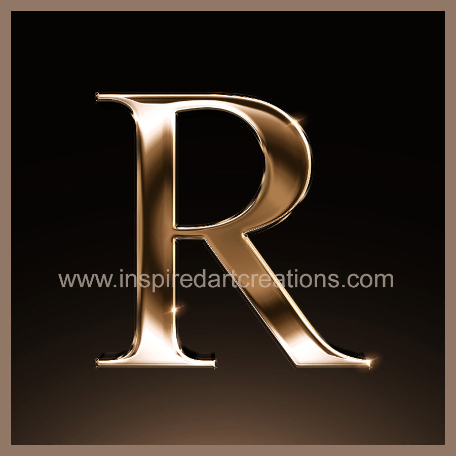 Letter R Signature Gold Monogram Vinyl Sticker | InspiredArtCreations